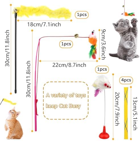 QUOZUO Cat Toys Kitten Toys Assortments, 32 Packs Interactive Cat Toy Variety Pack for Kitty, Cat Wand Toy, Cat Crinkle Balls Bell Balls with Bells, Cat Spring Toy, Catnip Toys for Indoor Cats Kitten - Image 2