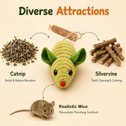 Cat Mouse Toy, 3-Piece Set of Catnip Mice, Interactive Cat Toy for Kittens - Image 3
