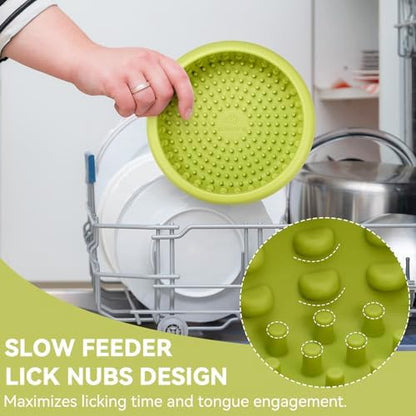 Dog Lick Bowl, Animire Freeze Lick Mat for Dogs, Non-Slip Slow Feeder Licking Bowl Enrichment Treat for Distraction Anxiety Relief, Food Grade Silicone, Dishwasher Safe(Green,S) - Image 5