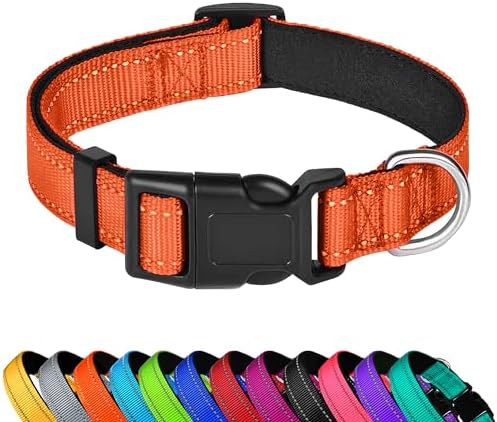 Reflective Dog Collar, Adjustable Soft Neoprene Padded,Orange,M by PWOD