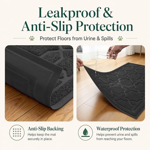 Yimobra Cat Litter Mat, Waterproof Litter Trapping Mat, 47x36, Black - Image 3