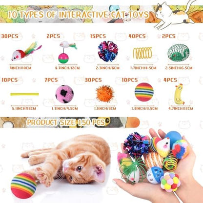 Shappy 150 Pcs Cat Toys Bulk Pack for Indoor Cats, Mice Balls,Novel - Image 3