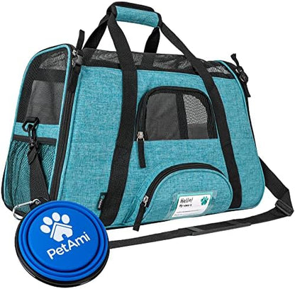 PetAmi Airline Approved Pet Carrier for Cats Small Dogs, Small Heather Blue by PetAmi