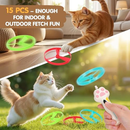 15 PCS Flying Spinners for Disc Launcher Interactive Cat Fetch Toy - Image 4