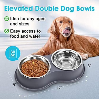 Epetslove Stainless Steel Dog Bowls Double Non-Slip Dog Water and Food Bowl - Image 2