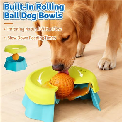 Slow Feeder Dog Bowl with Lick Ball, 2-in-1 Food Grade Silicone Dog Slow Eating Bowl, Detachable Anti-Choke Slow Feeder for Medium Large Dogs, Non-Slip Slow Eating Pet Bowl for Wet & Dry Food - Image 2