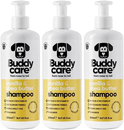 Vanilla & Shea Butter Dog Shampoo by Buddycare | Moisturising Shampoo for Dogs | Vanilla & Shea Butter Scented | with Aloe Vera and Pro Vitamin B5 (50.72oz) by Unknown