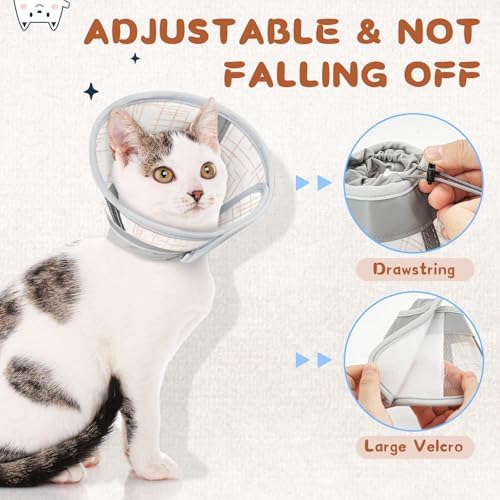 Supet Cat Cone Collar Soft, Air Mesh Recovery Collar to Stop Licking, Breathable Neck Cone Alternative, Lightweight Cat Head Cone Anti Scratch (Orange,M) - Image 6
