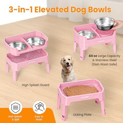 URPOWER Elevated Dog Bowls, 3-in-1 Double Deck Raised Dog Bowl Stand - Image 4