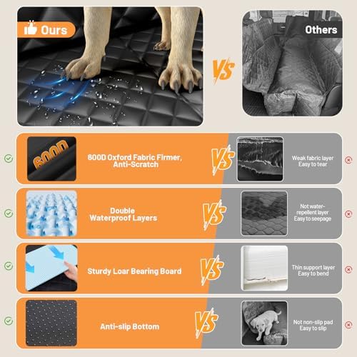 Dog Car Seat Cover for Back Seat,Hard Bottom Hammock Hold 400lbs For Cars - Image 3