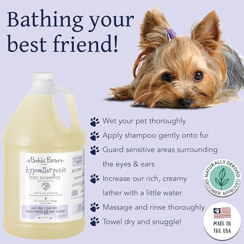 Bobbi Panter Hypoallergenic Dog Shampoo Honey, Aloe Vera, Chamomile & Rosemary – Dye & Fragrance Free Natural Formula for Sensitive & Allergy Skin, Tear-Free, 30:1 Concentrate, Made in USA, 1 Gallon - Image 3
