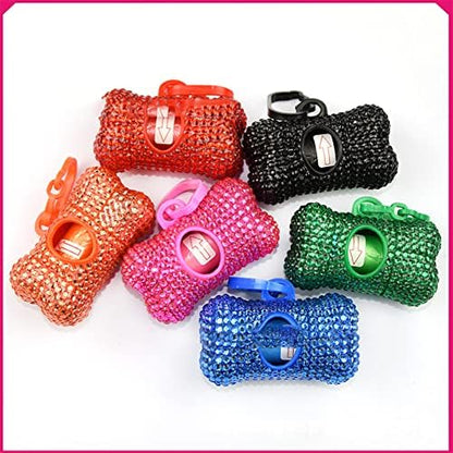 Bling Dog Poop Pickup Bag Dispenser Holder Pet Waste Disposal Bag Pet Trash Bags Holder Bone Shaped (Blue) - Image 5