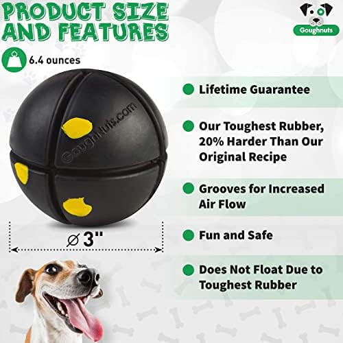 Goughnuts – Virtually Indestructible Ball - Guaranteed Dog Chew Toys for Aggressive Chewers Like Pit Bulls, German Shepherds, and Labs from 30-70 Pounds - Toughest and Durable Natural Rubber - Pro 50 - Image 4