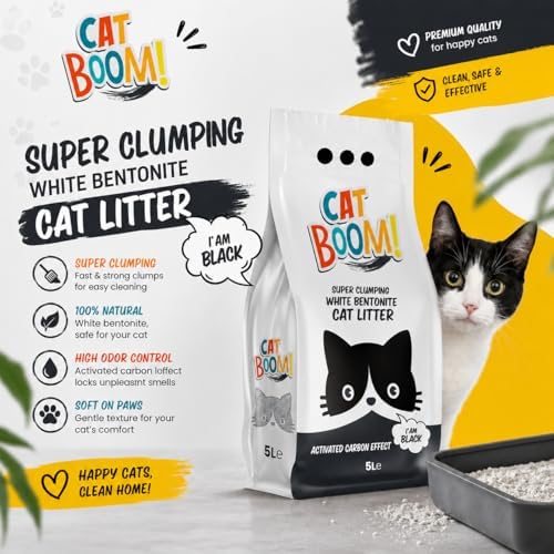 CatBoom Premium White Bentonite Clumping Clay Cat Litter Active Carbon| Super Absorbent Fine Granule Kitty Supplies | 99.5% Dust Free Multi-Cat Formula | Low Tracking Paw-Friendly 18.5 lb - Image 4