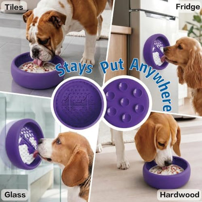 Dog Lick Bowl & Slow Feeder Lick Mat, Purple, Small - Image 4