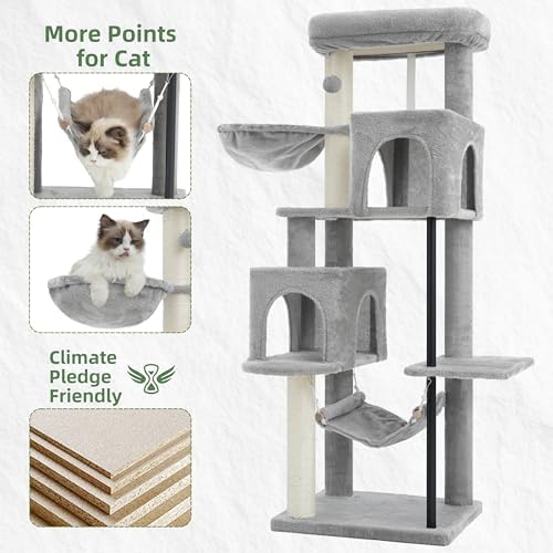 Gitelsnour Cat Tree Tower with Sturdy Steel Tube for Indoor Cats GCT014W - Image 4