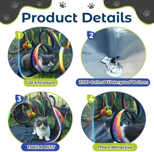 CypherX Outdoor Cat Enclosure, Portable Cat Tent with Tunnel Popup Catio - Image 6