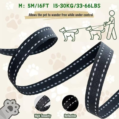 360° Tangle Free Retractable Dog Leash 9.8-16 ft Durable Dog Automatic,Telescopic Traction Device with One-Hand Brake, cat Outdoor Traction Rope, Dog Walking Rope (Medium, White) - Image 4