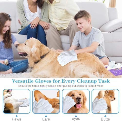 Dog Cleaning Gloves Wipes 30pcs Deodorizing Disposable Pet Grooming Bathing Gloves Extra Thick, No Rinse Shampoo Dry Cleaning Gloves for Dogs & Cats Paw Face Ear Fur and Butt - Image 5