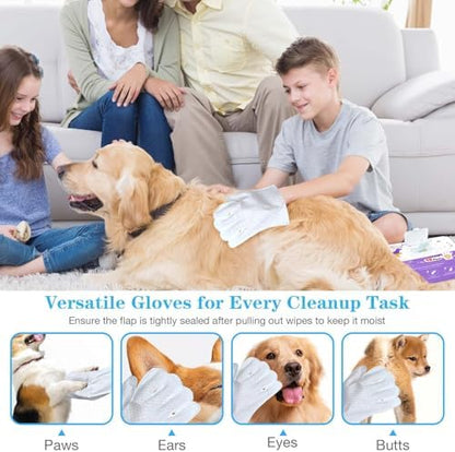 Dog Cleaning Gloves Wipes 30pcs Deodorizing Disposable Pet Grooming Bathing Gloves Extra Thick, No Rinse Shampoo Dry Cleaning Gloves for Dogs & Cats Paw Face Ear Fur and Butt - Image 5