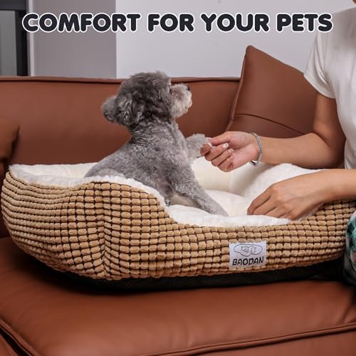 Dog Beds for Small Medium Dogs Washable, Calming Dog Bed Small Size Dog, Orthopedic Dog Bed, Warming Soft Calming Sleeping Puppy Bed Durable Pet Bed with Anti-Slip Bottom (25 inch, Coffee) - Image 6