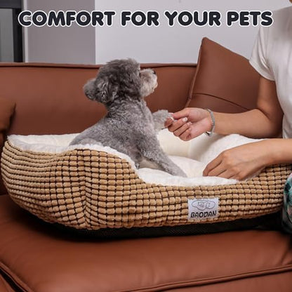 Dog Beds for Small Medium Dogs Washable, Calming Dog Bed Small Size Dog, Orthopedic Dog Bed, Warming Soft Calming Sleeping Puppy Bed Durable Pet Bed with Anti-Slip Bottom (25 inch, Coffee) - Image 6