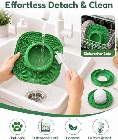 Dog Lick Bowl and Lick Mat with Rolling Ball & Slow Feeder, Spatula, Brush - Image 6