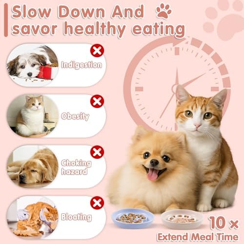 Cat Slow Feeder Bowl Set,2 Pcs Pastel Series Cat Plate for Dry and Wet Food - Image 3