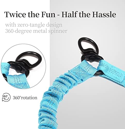 iYoShop Double Dog Leash with 3 Extra Traffic Handles, 15-120 lbs, Blue - Image 4