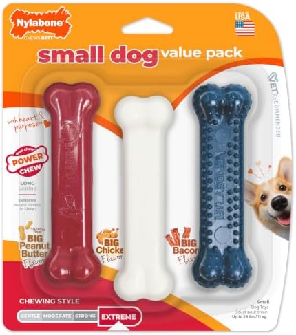 Nylabone Power Chew Original Bone Dog Chew Toys, Small, 3 Count by Nylabone