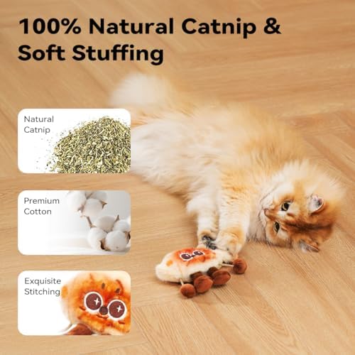 Petgravity Jumpy Shrimp Taiyaki Electric Cat Toy, 2 Pack, Tap-Activated 3 Moving Modes Interactive Cat Toys, Exercise Toy for Indoor Cats Kitten with Catnip, Rechargeable - Image 5