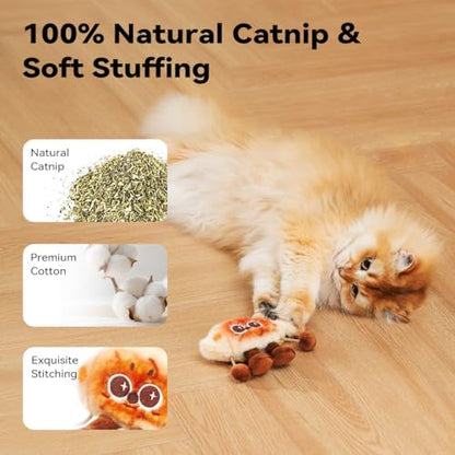 Petgravity Jumpy Shrimp Taiyaki Electric Cat Toy, 2 Pack, Tap-Activated 3 Moving Modes Interactive Cat Toys, Exercise Toy for Indoor Cats Kitten with Catnip, Rechargeable - Image 5