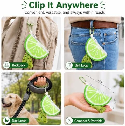 Dog Poop Bag Holder for Leash Lime Shape Pet Outdoor Accessory - Image 4