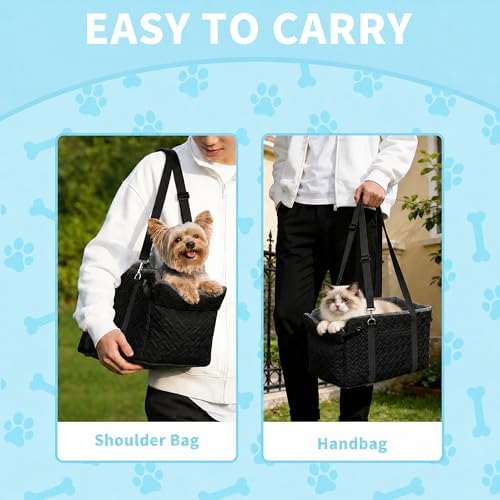 Center Console Dog Car Seat for Small Dogs Under 15 lbs, Black - Image 7
