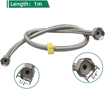 Stainless Steel Automatic Dog Waterer Bowl with Float Valve and 1M Hose(one end 3/4''), Livestock Waterer for Dog Goat Cattle (with Drainage Hole)