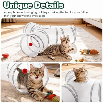 Love's cabin Cat Tunnel for Indoor Cats, 3-Way Collapsible Play Tunnel - Image 7