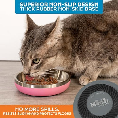 Master Pet Supply Stainless Steel Cat Bowls 9 oz Heavy Duty Graphite - Image 4
