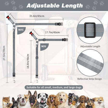 BWOGUE 2 Pack Dog Seat Belt for Car, Headrest Restraint, Elastic Bungee - Image 2