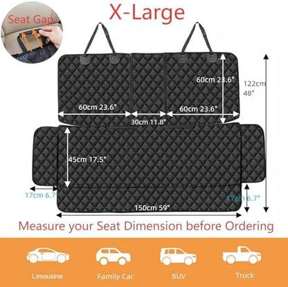 ANOSOSPECIAL Dog Car Seat Cover for Back Seat, Waterproof X Large Rear Seat Protector for Pet Auto SUV Truck (XL, Black) - Image 2