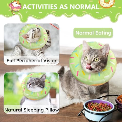 Hpetppy Cat Cone Collar Soft, Cat Recovery Collar for Wound Healing Cute Donut Adjustable Kittens Cones to Stop Licking Comfortable Lightweight Neck Elizabethan Collars for Cats Kittens After Surgery - Image 3
