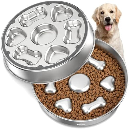 Slow Feeder Dog Bowls, 304 Stainless Steel Slow Feeder Bowl, 5 Cups by Tivray
