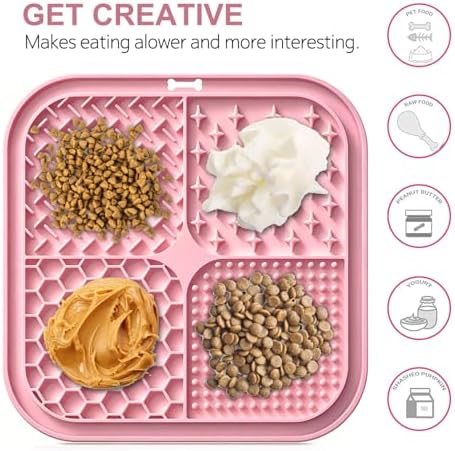Licking Mat for Dogs & Cats with Suction Cups, 1 Pack Square Dog Slow Feeder Lick Pat for Anxiety Relief Boredom, Dog Toys to Keep Them Busy, Pets Bathing Training Grooming Mat 7.8 * 7.8 inches - Image 3
