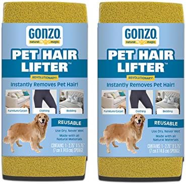 Gonzo Pet Hair Remover - 2 Pack - Lift and Remove Dog, Cat and Other Pet Hair from Furniture, Carpet, Bedding and Clothing by Gonzo