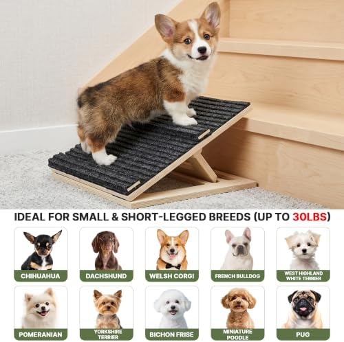 Dog Ramp for Stairs, Foldable Wooden Dog Stair Ramp with Triangular Support - Image 5