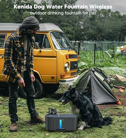 Dog Water Fountain Wireless,2.1GAL/8L Large Dog Water Fountain Battery Operated, Dog Fountain Water Bowl with Sensor,Wireless Smart Pump,Timer,BPA-Free,Ideal for Large Dogs,Multi-Pet Home - Image 2