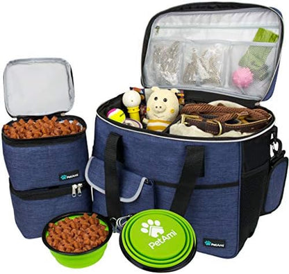 PetAmi Dog Travel Bag Organizer, Pet Supplies Diaper Tote, Navy Blue Large by PetAmi