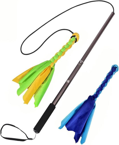 Flirt Pole for Dogs,Interactive Dog Toys for Chase and Tug of War,Durable Teaser Wand with Pet Fleece Rope Tether Lure Toy to Outdoor Exercise for Small Medium Large Dogs