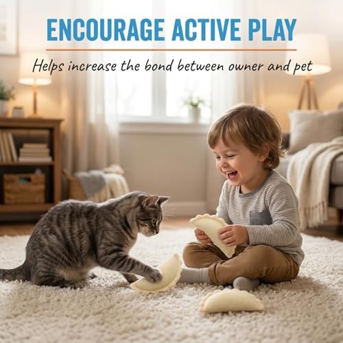 Glaciart One Wool Dumpling Cat Toys with Catnip | Interaction & Boredom Relief, Encourages to Exercise, Explore & Play | Filled w/Organic Herbs to Help Sooth or Reduce Anxiety - Image 5