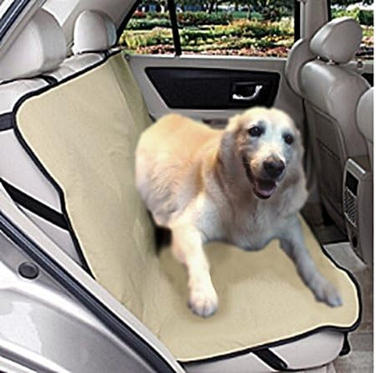 Extra Tough Guarded Khaki Fabric Tan Color Car, SUV, Vans, Truck Pet Dog Cat Seat Covers for Back Seats and Cargo One Size Fits Most for Dogs size Small Medium Large XL (Back Seat 58''x42'')