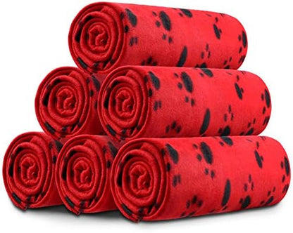 Comsmart Dog Blankets, 6 Pack Fleece Pet Blankets, 39x35 inches, Red by Comsmart